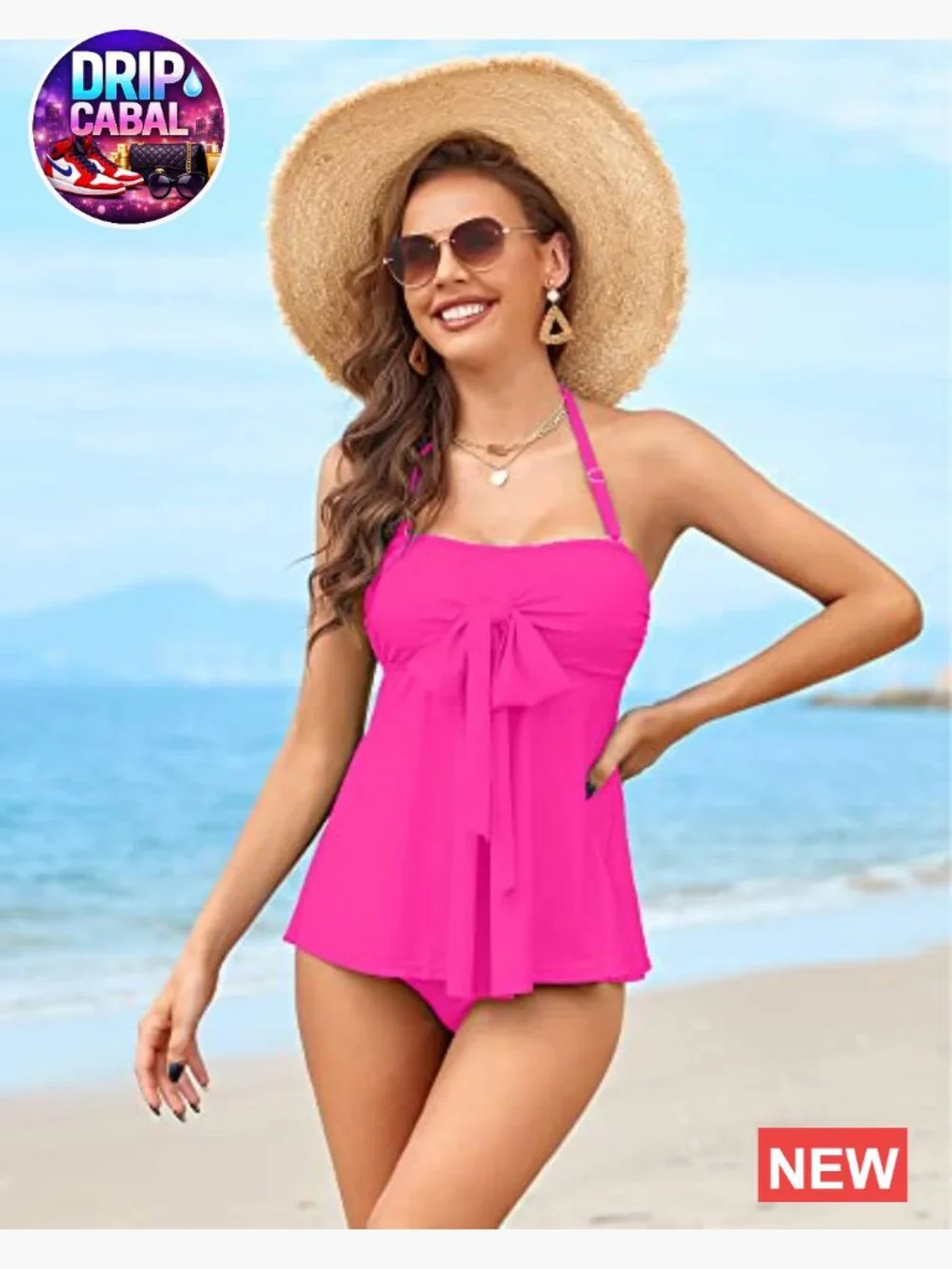 Women's Halter Bandeau Self-Tied Tankini Set Two Pieces Swimsuits